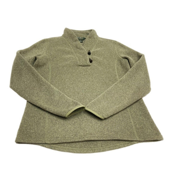 Eddie Bauer green polar fleece size L green tusks shape buttons woman’s - Picture 3 of 12